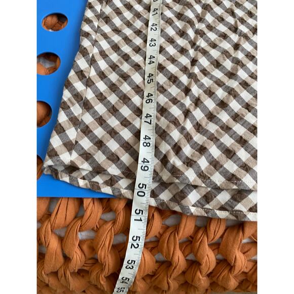 House of Harlowe 1960 Brown Gingham Check Ruched Sheath Midi Slip Dress - L - Picture 15 of 16